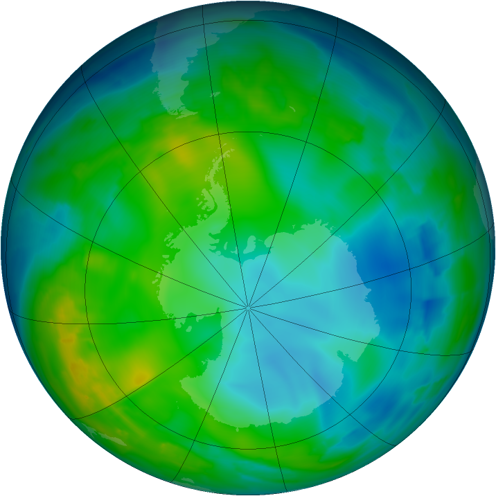 Antarctic ozone map for 02 June 2009